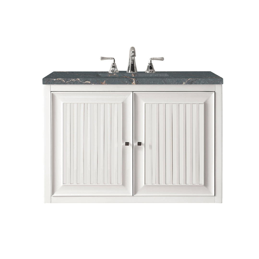 Athens 30" Single Vanity, Glossy White w/ 3 CM Parisien Bleu Silestone Top