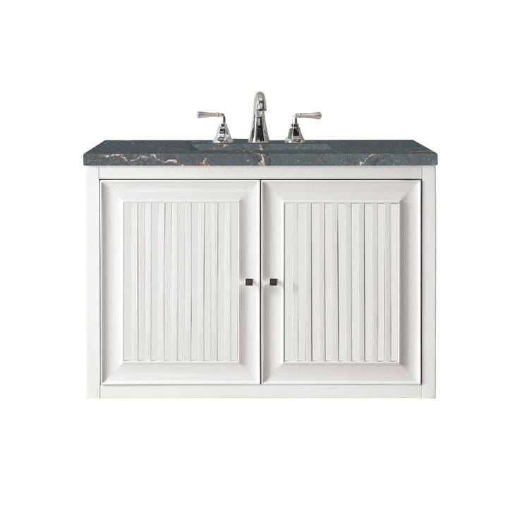 Athens 30" Single Vanity, Glossy White w/ 3 CM Parisien Bleu Silestone Top
