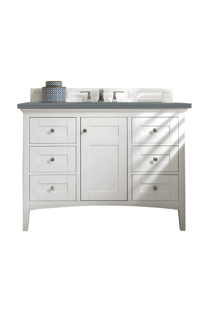 Palisades 48" Single Vanity, Bright White w/ 3 CM Cala Blue Silestone Top