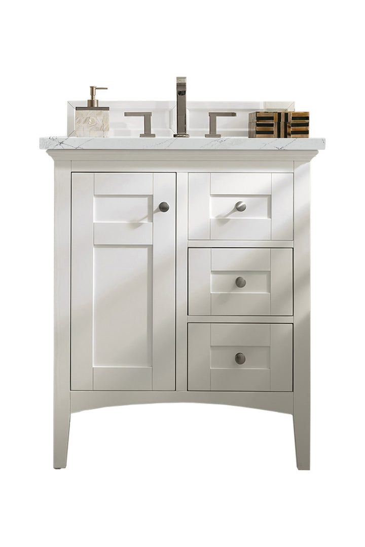 Palisades 30" Single Vanity, Bright White w/ 3 CM Ethereal Noctis Silestone Top