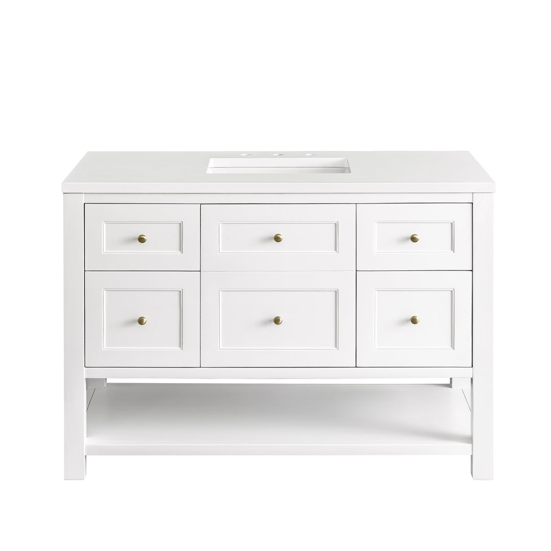 Breckenridge 48" Single Vanity, Bright White w/ 3 CM White Zeus Top