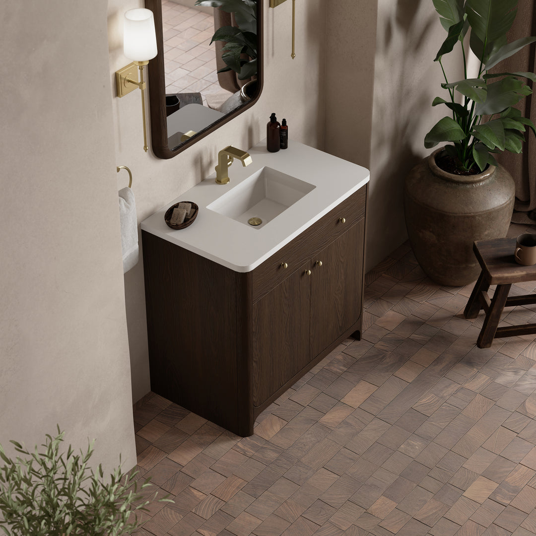 Gracyn 36" Single Vanity, Sable, w/ 3 CM White Zeus Quartz Top