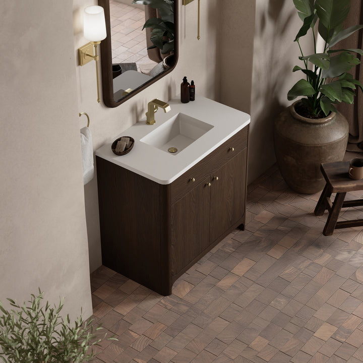 Gracyn 36" Single Vanity, Sable, w/ 3 CM White Zeus Quartz Top