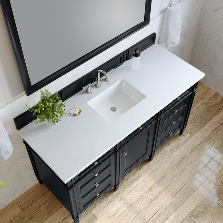 Brittany 60" Single Vanity, Black Onyx w/ 3 CM White Zeus Silestone Top