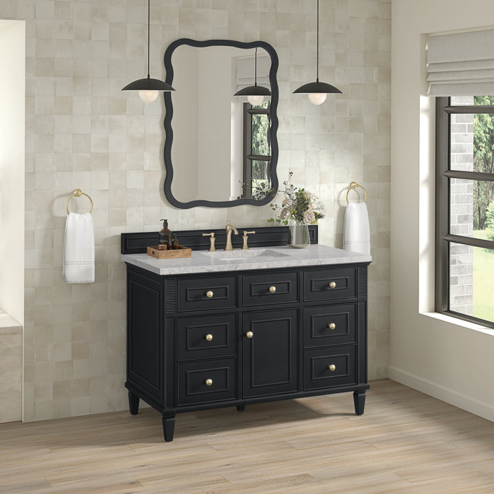 Lorelai 48" Single Vanity, Black Onyx w/ 3 CM Eternal Jasmine Pearl Silestone Top