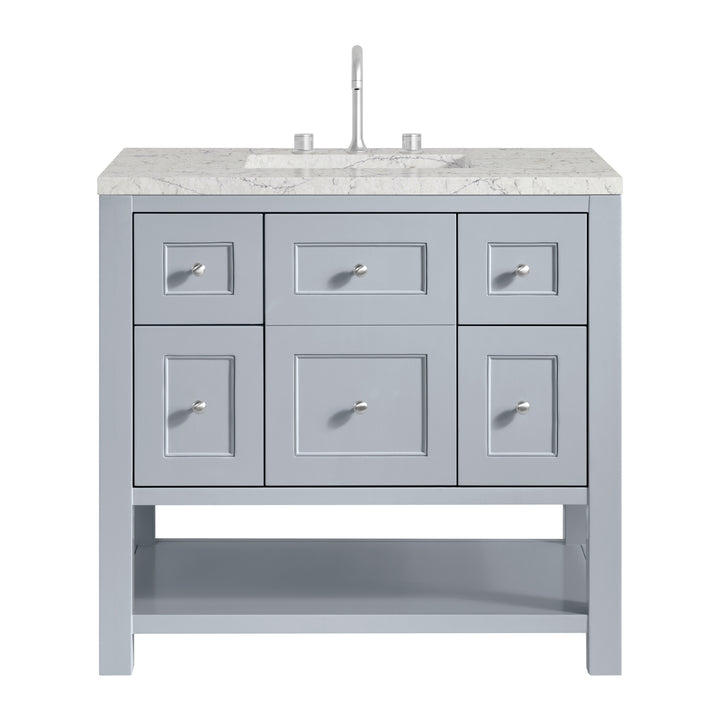 Breckenridge 36" Single Vanity, Serenity Blue, w/ 3 CM Eternal Jasmine Pearl Quartz Top