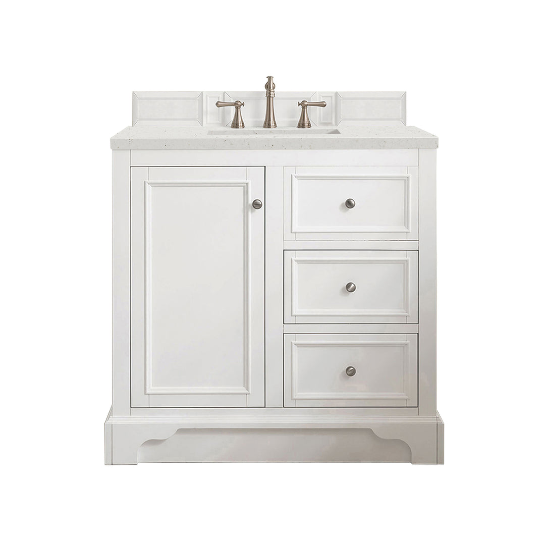 De Soto 36" Single Vanity, Bright White w/ 3 CM Lime Delight Silestone Top