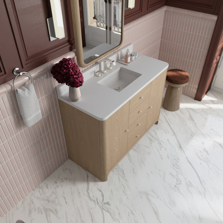 Gracyn 48" Single Vanity, Coastal Driftwood, w/ 3 CM White Zeus Quartz Widespread Top