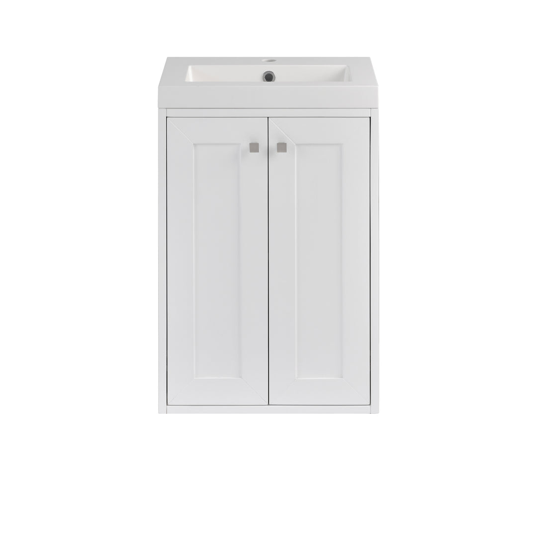 Chianti 20" Single Vanity, Glossy White, Brushed Nickel, w/ White Glossy Composite Stone Top