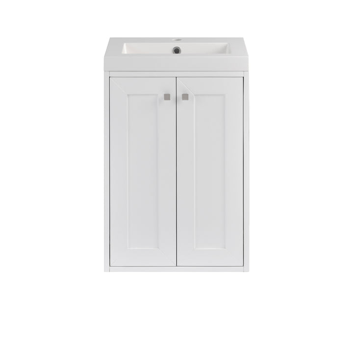 Chianti 20" Single Vanity, Glossy White w/ White Glossy Composite Stone Top