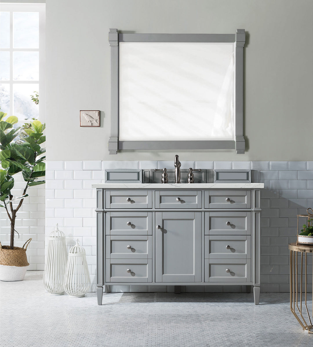 Brittany 48" Single Vanity, Urban Gray w/ 3 CM Ethereal Noctis Silestone Top