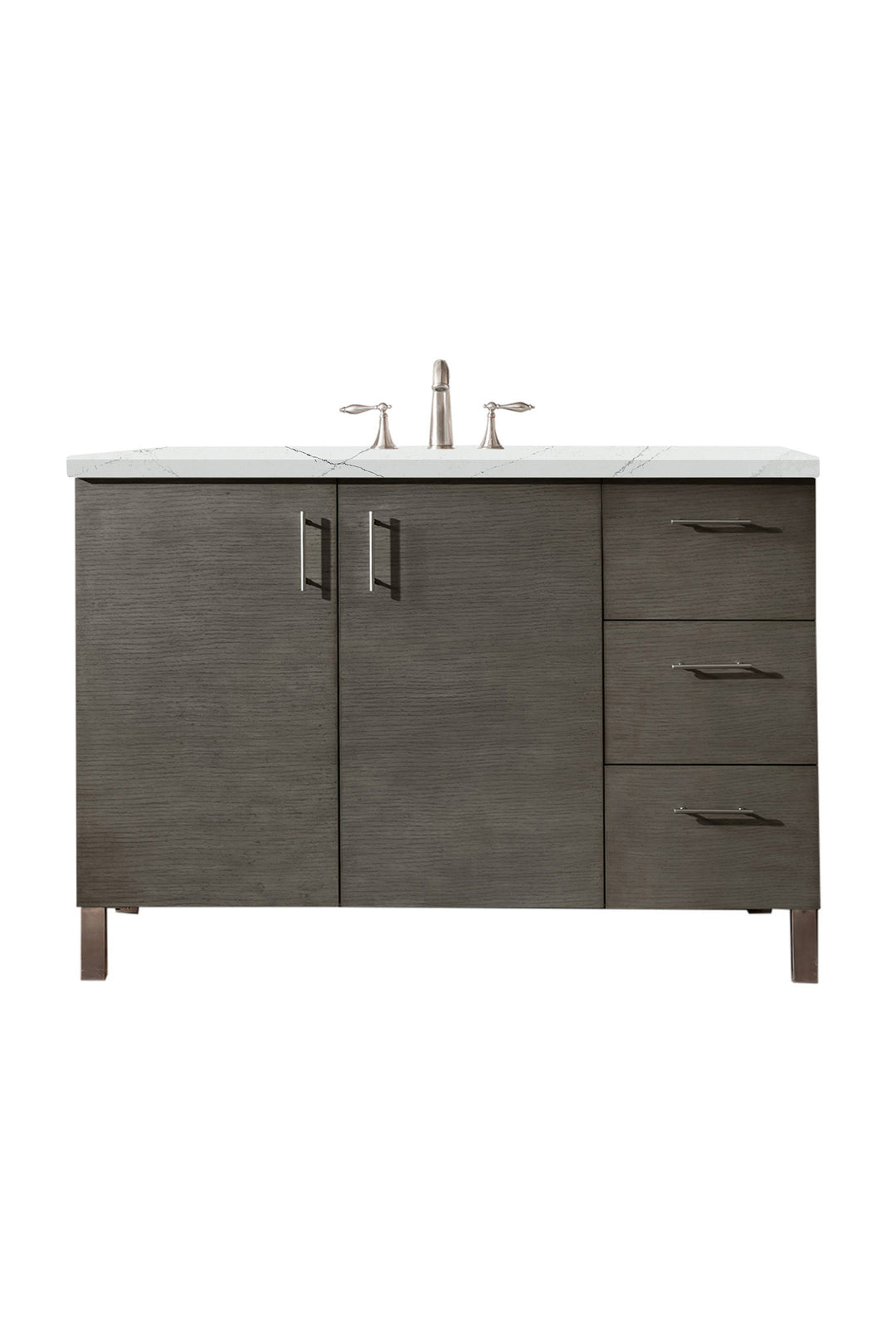 Metropolitan 48" Single Vanity, Silver Oak w/ 3 CM Ethereal Noctis Silestone Top