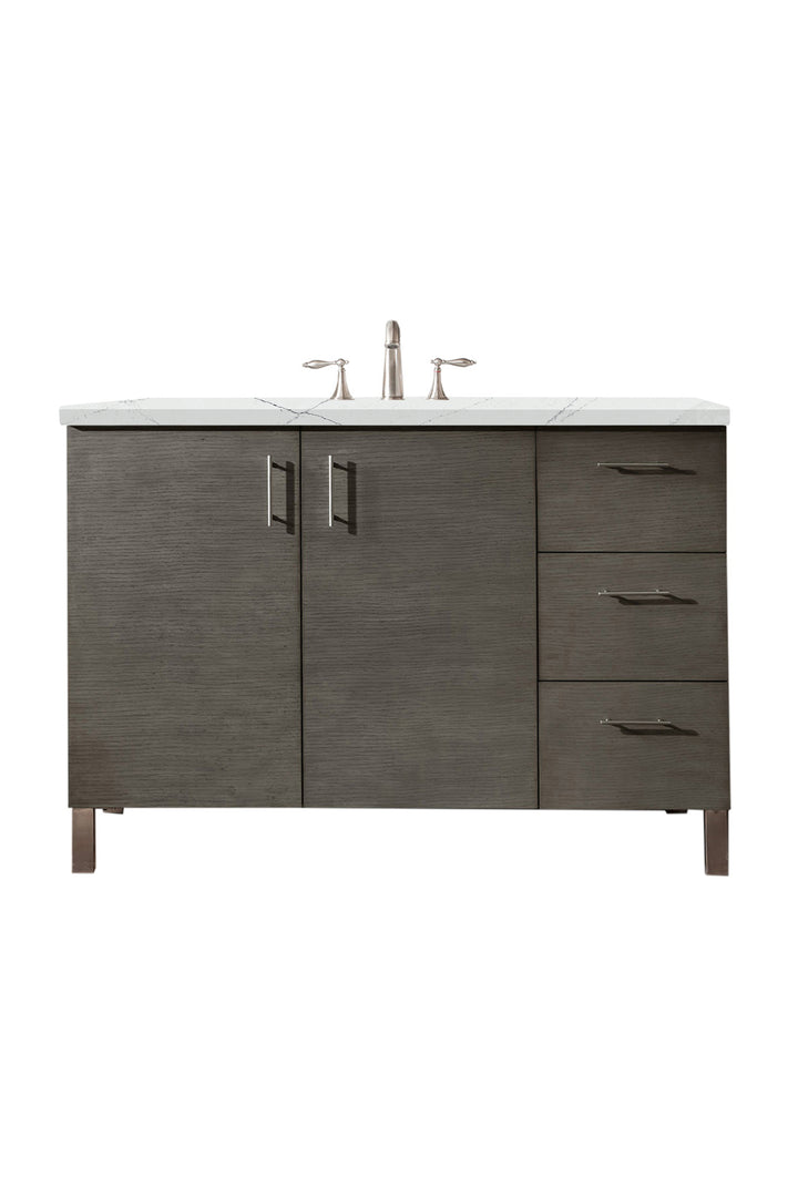 Metropolitan 48" Single Vanity, Silver Oak w/ 3 CM Ethereal Noctis Silestone Top