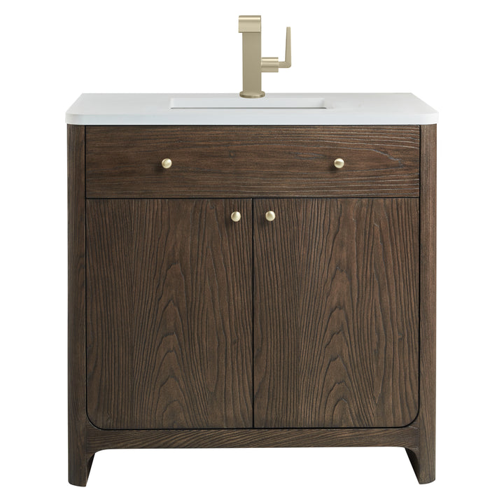 Gracyn 36" Single Vanity, Sable, w/ 3 CM White Zeus Quartz Top