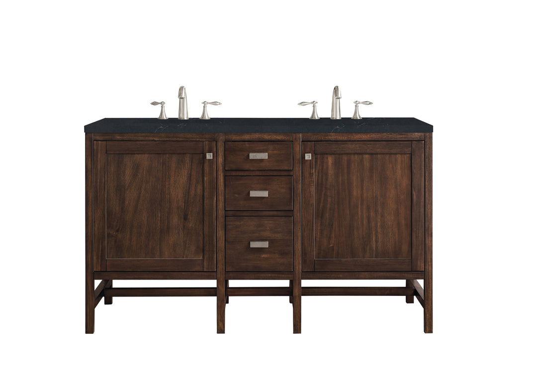 Addison 60" Double Vanity, Mid-Century Acacia w/ 3 CM Charcoal Soapstone Silestone Top