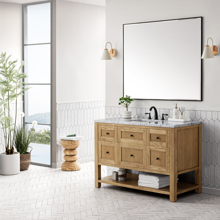 Breckenridge 48" Single Vanity, Light Natural Oak w/ 3 CM Carrara Marble Top