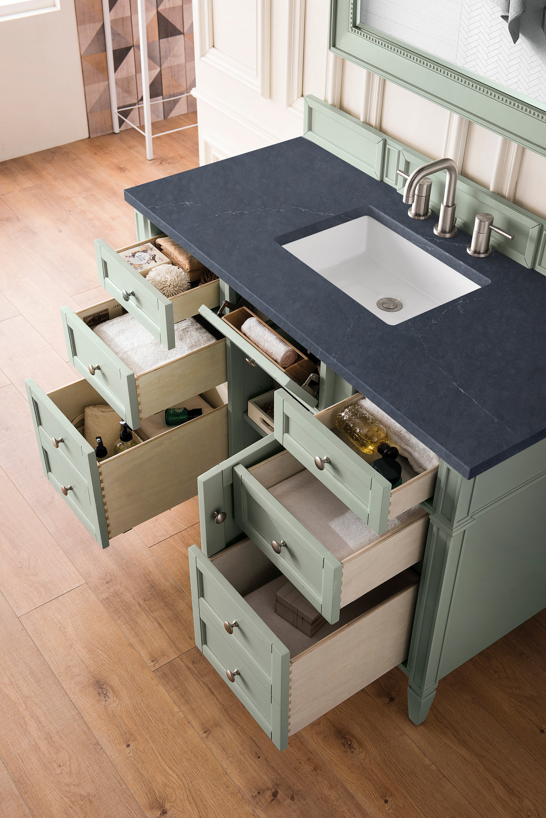 Brittany 48" Single Vanity, Sage Green w/ 3 CM Charcoal Soapstone Silestone Top