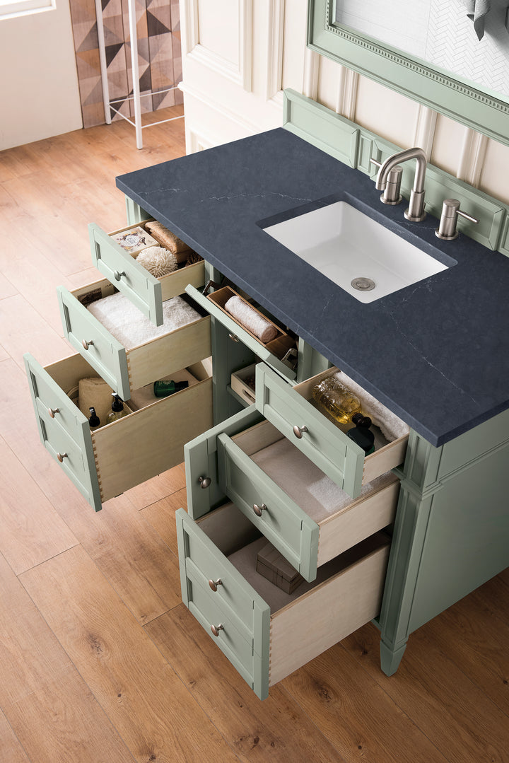 Brittany 48" Single Vanity, Sage Green w/ 3 CM Charcoal Soapstone Silestone Top