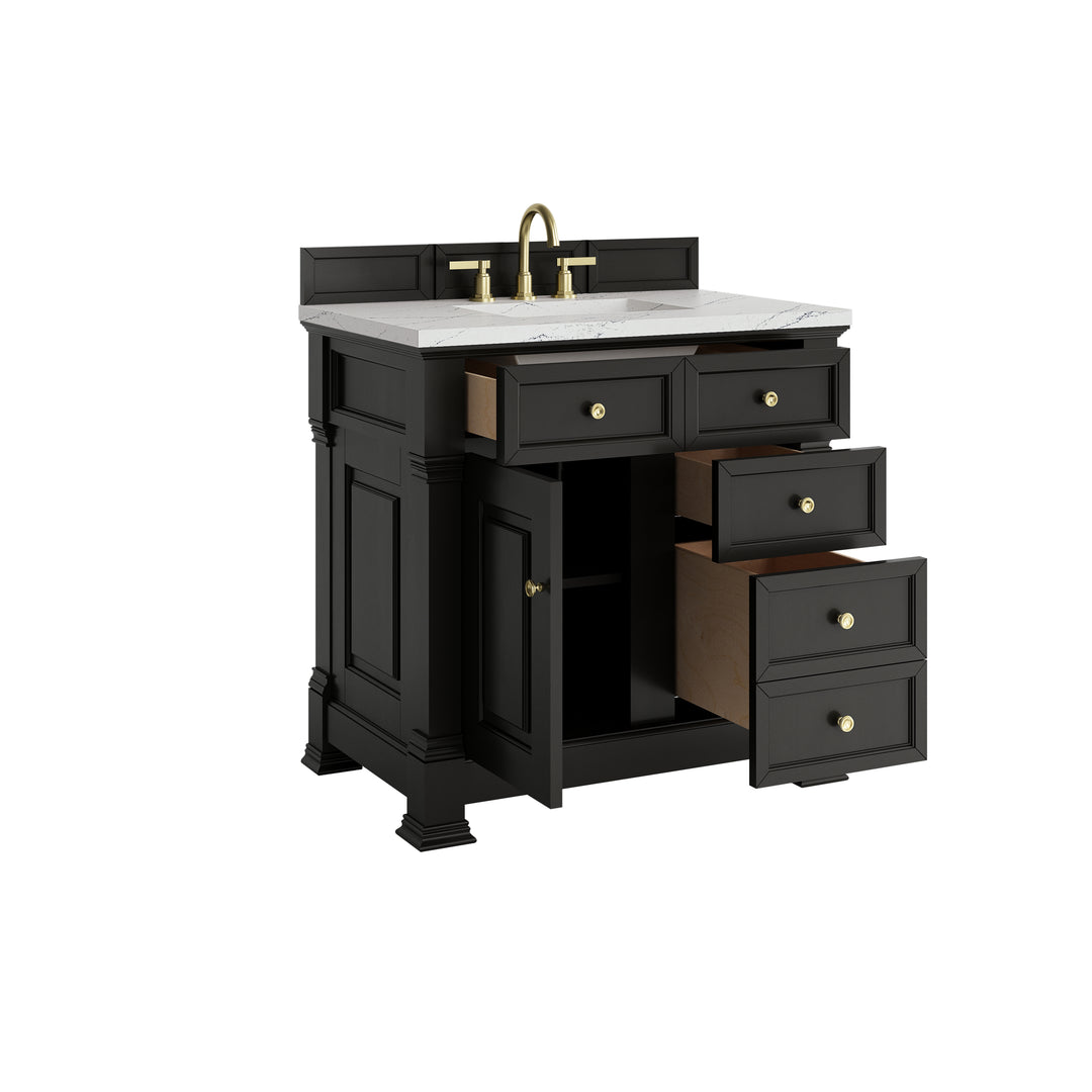 Brookfield 36" Single Vanity, Black Onyx w/ 3 CM Ethereal Noctis Silestone® Top