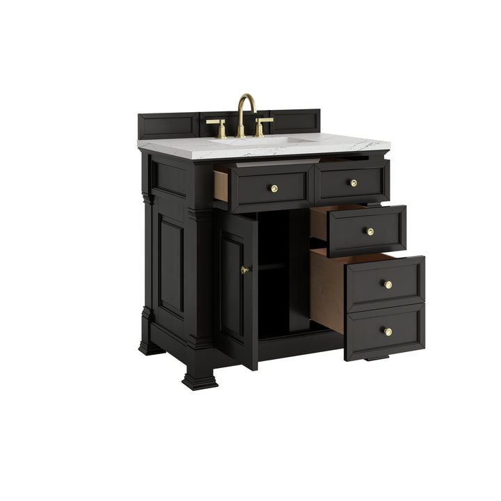 Brookfield 36" Single Vanity, Black Onyx w/ 3 CM Ethereal Noctis Silestone® Top
