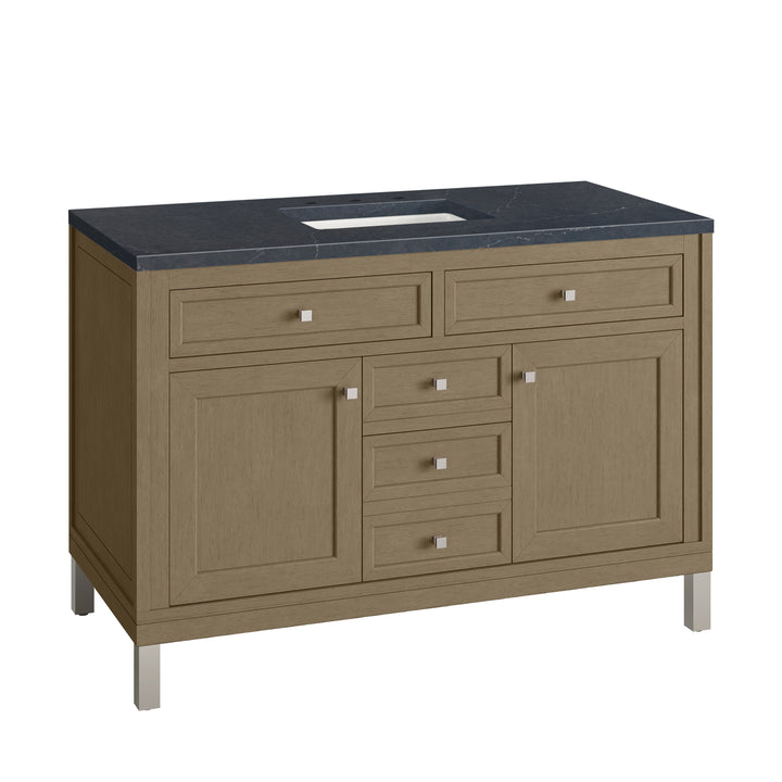 Chicago 48" Single Vanity, Walnut Whisper, w/ 3 CM Charcoal Soapstone Silestone® Top