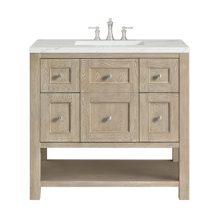 Breckenridge 36" Single Vanity, Whitewashed Oak w/ 3 CM Ethereal Noctis Silestone Top