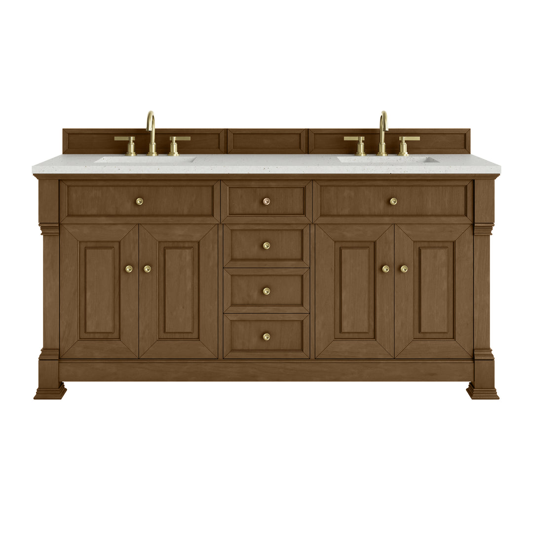 Brookfield 72" Double Vanity, Honey Oak w/ 3 CM Lime Delight Silestone® Top