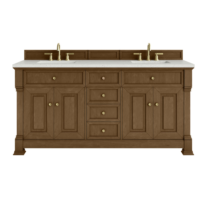 Brookfield 72" Double Vanity, Honey Oak w/ 3 CM Lime Delight Silestone® Top