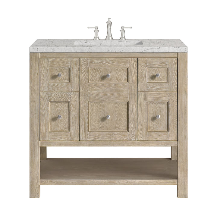 Breckenridge 36" Single Vanity, Whitewashed Oak w/ 3 CM Eternal Jasmine Pearl Silestone Top
