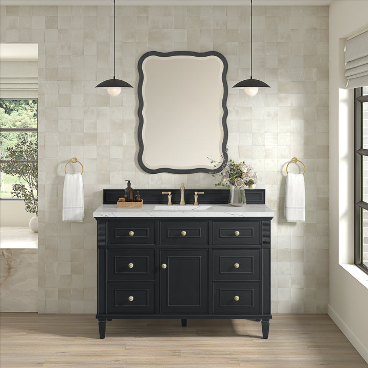 Lorelai 48" Single Vanity, Black Onyx w/ 3 CM Ethereal Noctis Silestone Top w/FreePower Wireless Charger