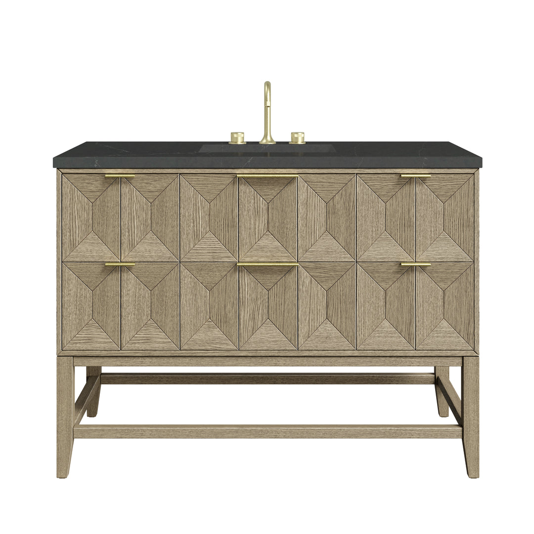 Emmeline 48" Single Vanity, Pebble Oak w/ 3 CM Charcoal Soapstone Silestone Top