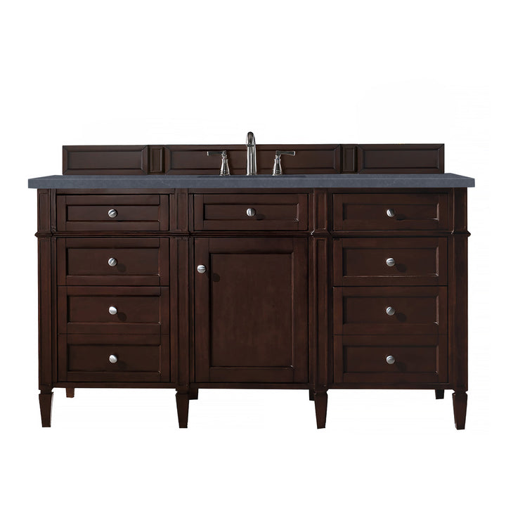 Brittany 60" Single Vanity, Burnished Mahogany w/ 3 CM Charcoal Soapstone Silestone Top