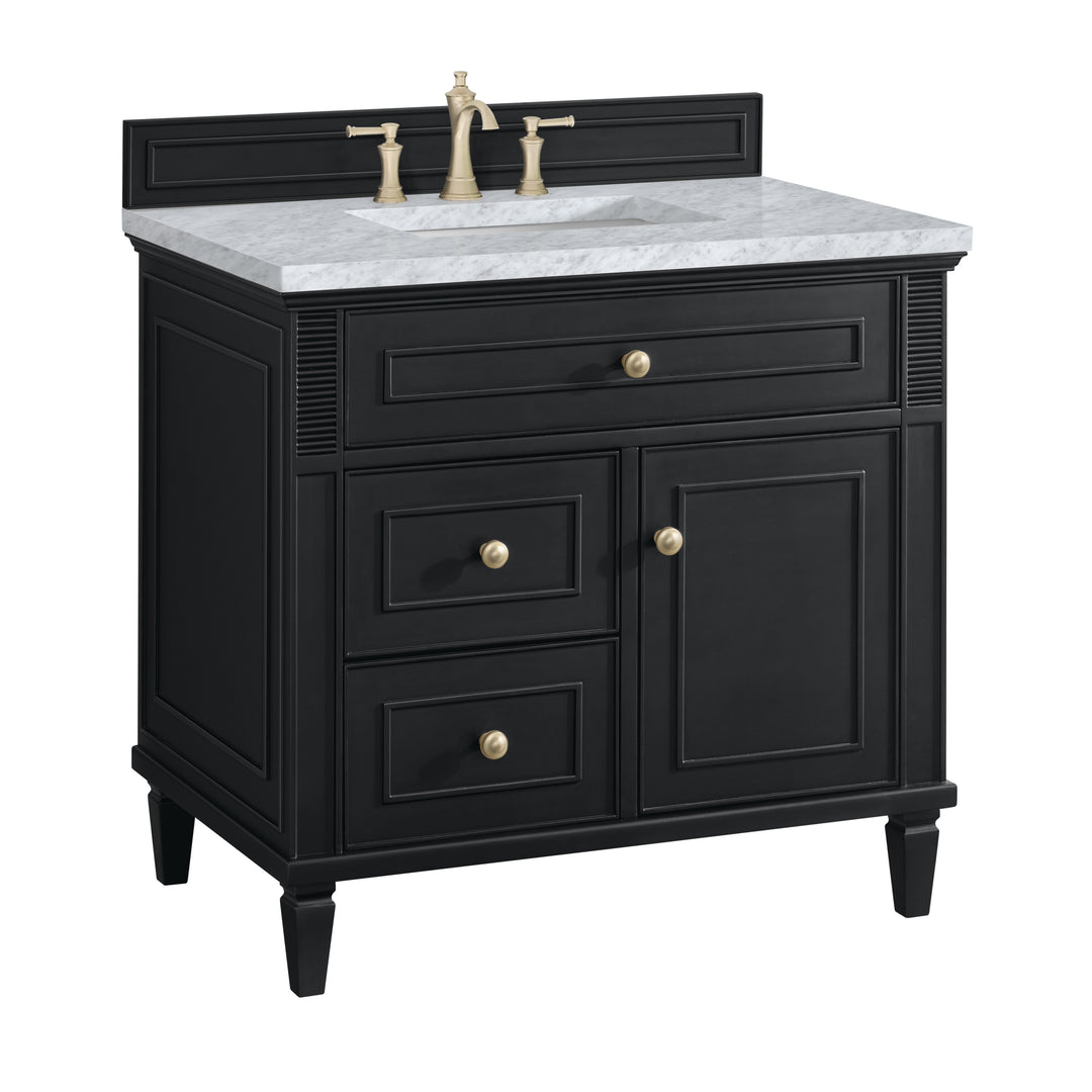 Lorelai 36" Single Vanity, Black Onyx w/ 3 CM Carrara White Marble Top