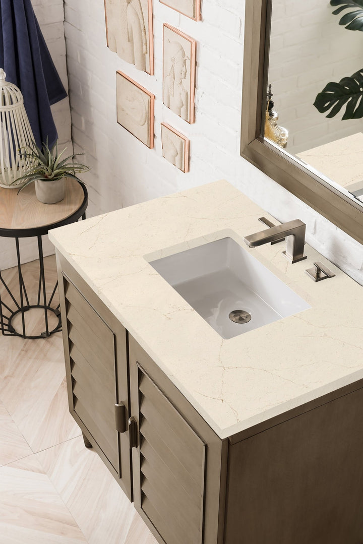 Portland 36" Single Vanity Whitewashed Walnut w/ 3 CM Eternal Marfil Silestone Top