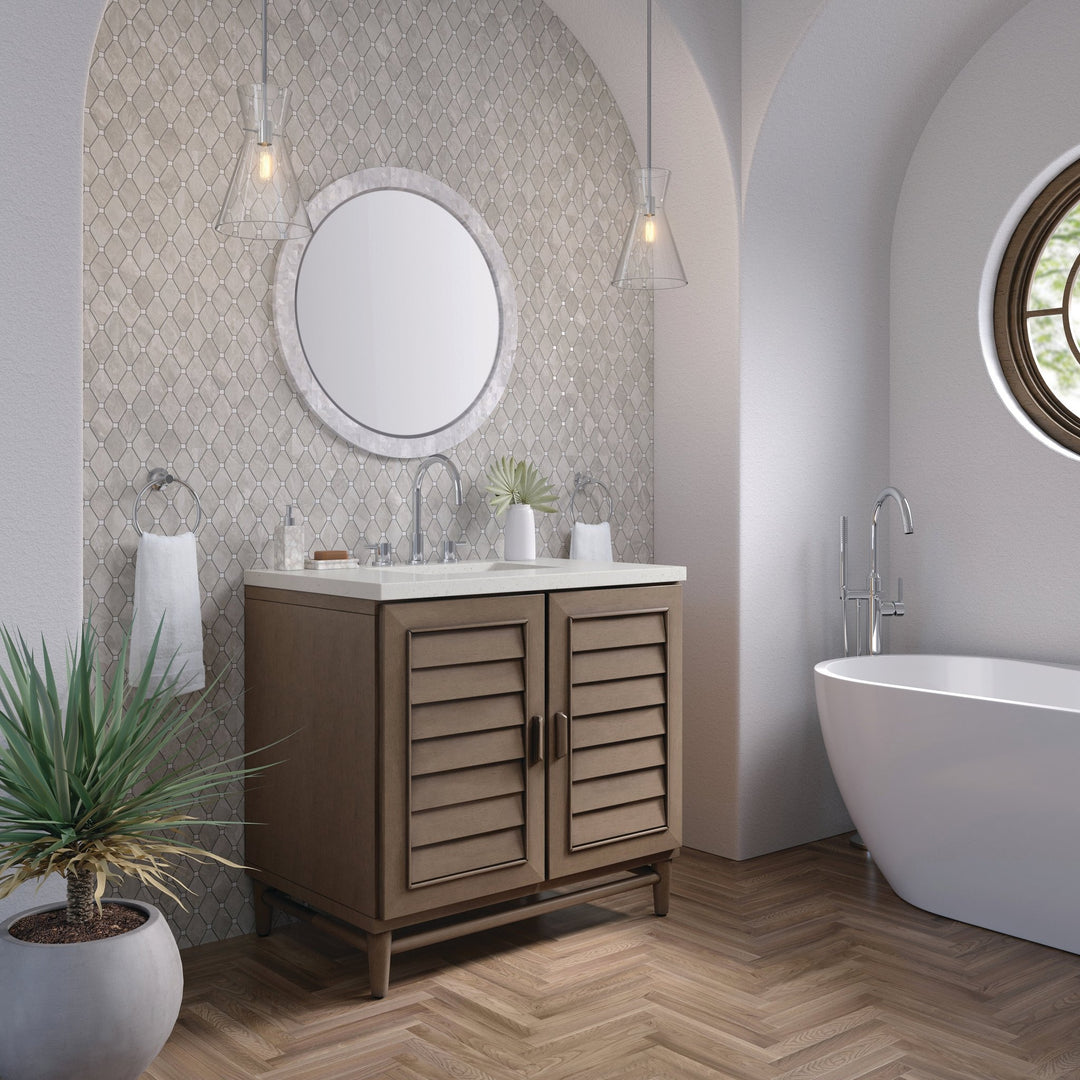 Portland 36" Single Vanity Whitewashed Walnut w/ 3 CM Lime Delight Silestone Top