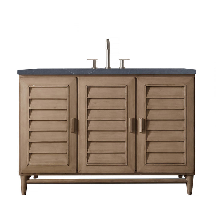 Portland 48" Single Vanity Whitewashed Walnut w/ 3 CM Charcoal Soapstone Silestone Top