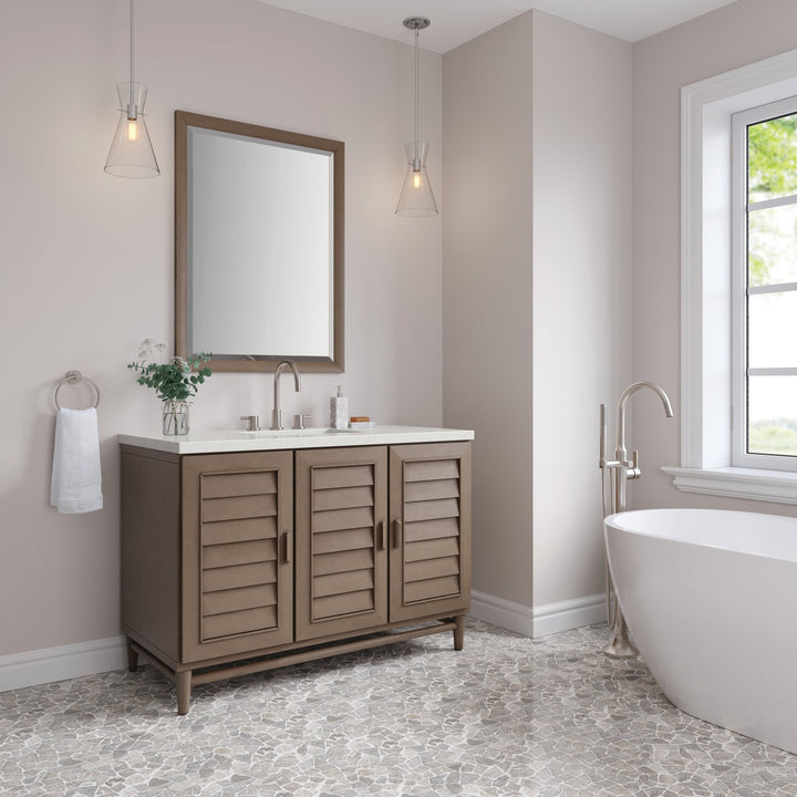 Portland 48" Single Vanity Whitewashed Walnut w/ 3 CM Lime Delight Silestone Top