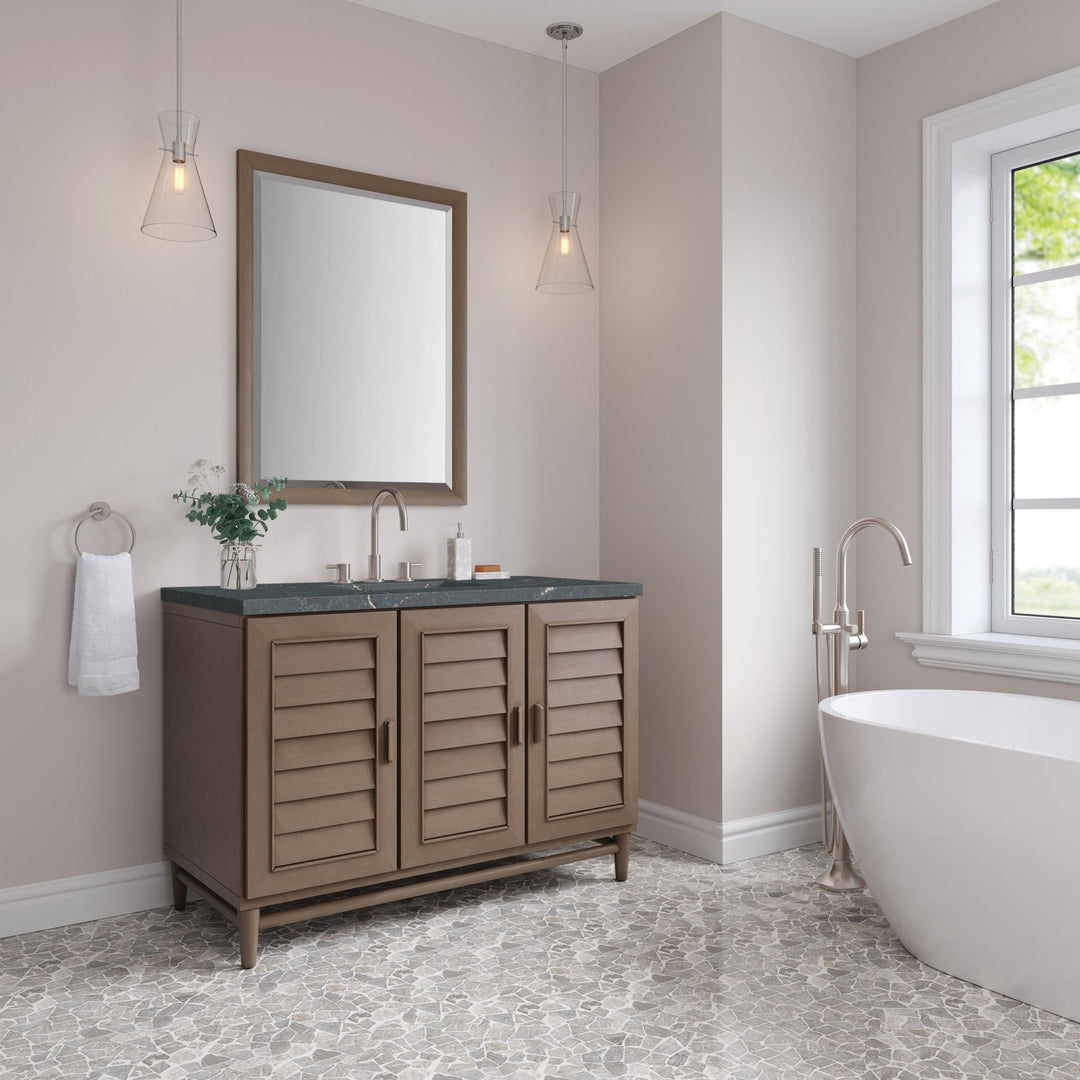 Portland 48" Single Vanity Whitewashed Walnut w/ 3 CM Parisien Bleu Silestone Top w/FreePower Wireless Charger