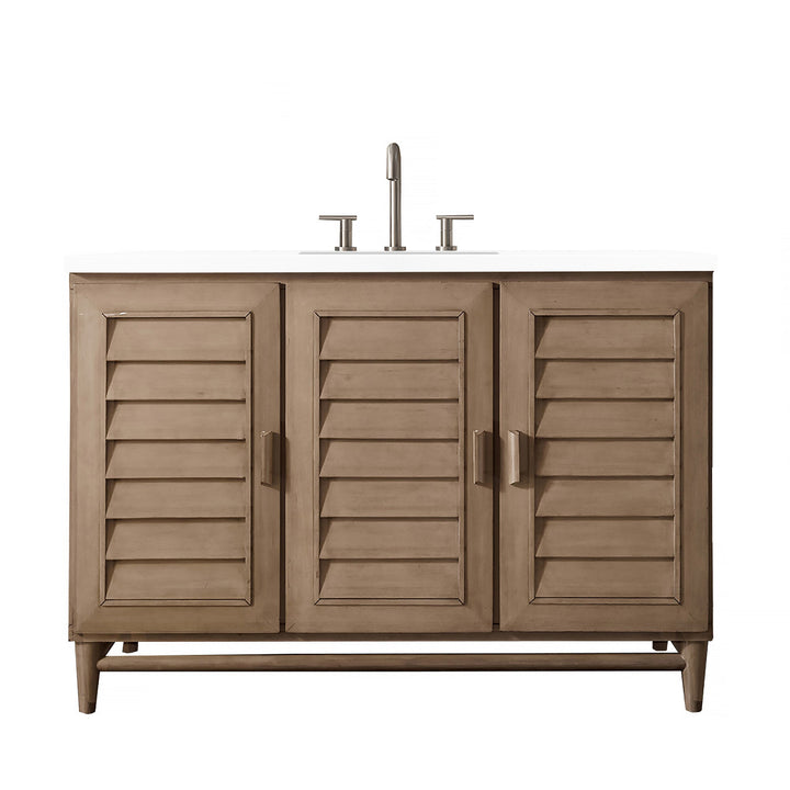 Portland 48" Single Vanity Whitewashed Walnut w/ 3 CM White Zeus Silestone Top