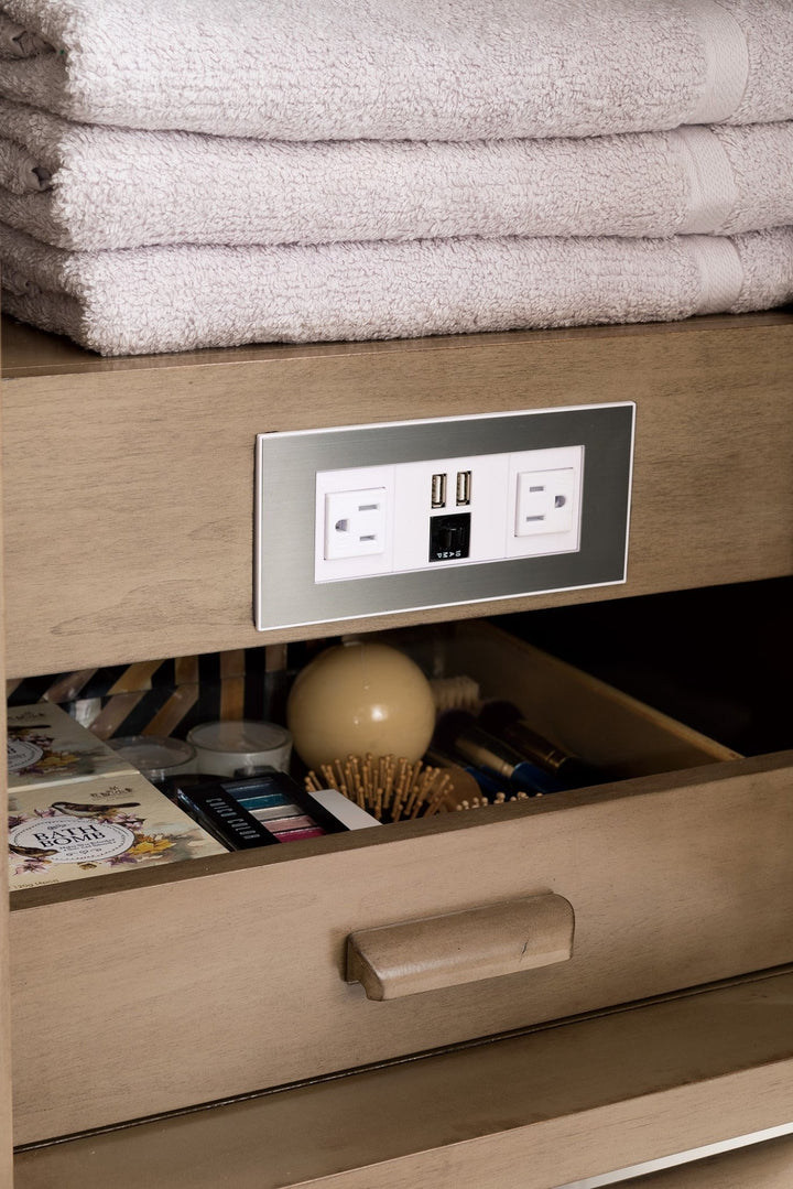 Portland 60" Double Vanity Whitewashed Walnut w/ 3 CM Eternal Jasmine Pearl Silestone Top