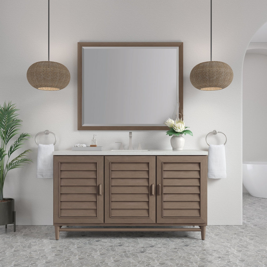 Portland 60" Single Vanity Whitewashed Walnut w/ 3 CM Lime Delight Silestone Top