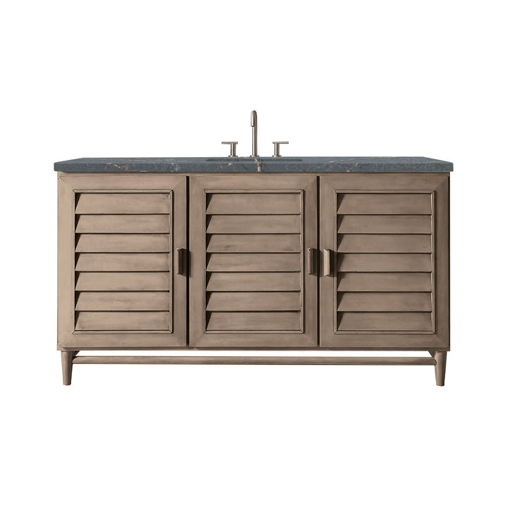 Portland 60" Single Vanity Whitewashed Walnut w/ 3 CM Parisien Bleu Silestone Top