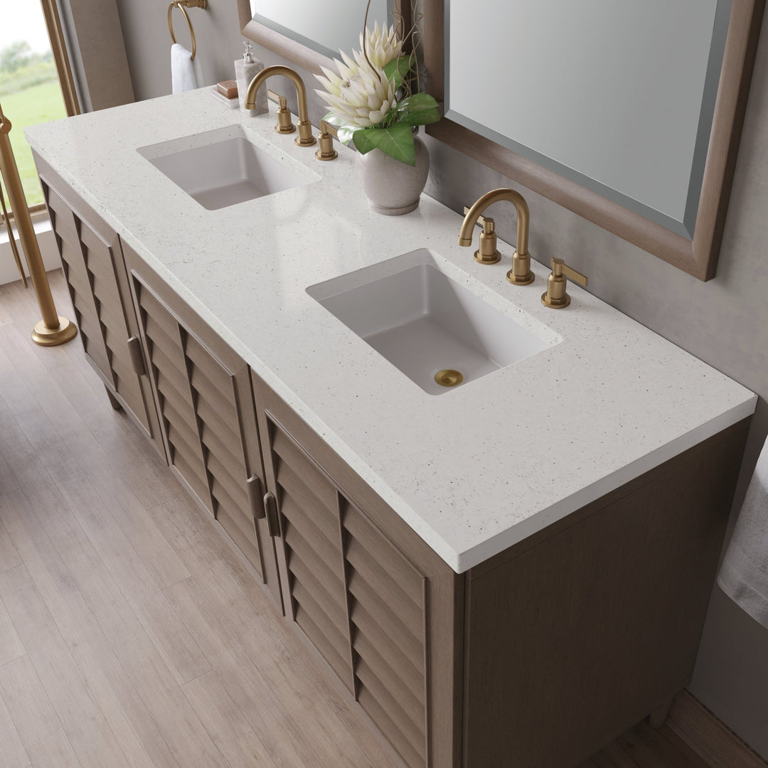 Portland 72" Double Vanity Whitewashed Walnut w/ 3 CM Lime Delight Silestone Top