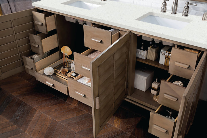 Portland 72" Double Vanity Whitewashed Walnut w/ 3 CM Lime Delight Silestone Top