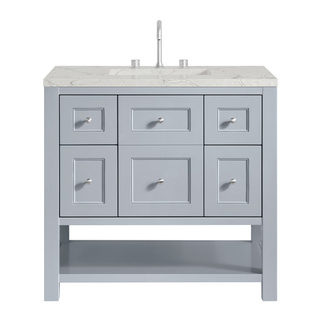 Breckenridge 36" Single Vanity, Serenity Blue, w/ 3 CM Victorian Silver Quartz Top
