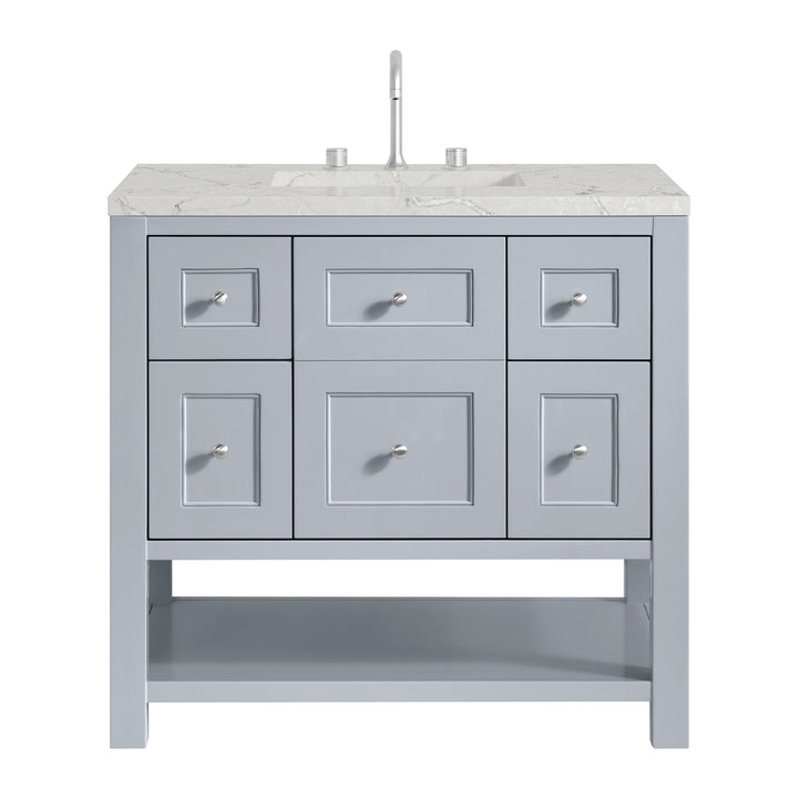 Breckenridge 36" Single Vanity, Serenity Blue, w/ 3 CM Victorian Silver Quartz Top
