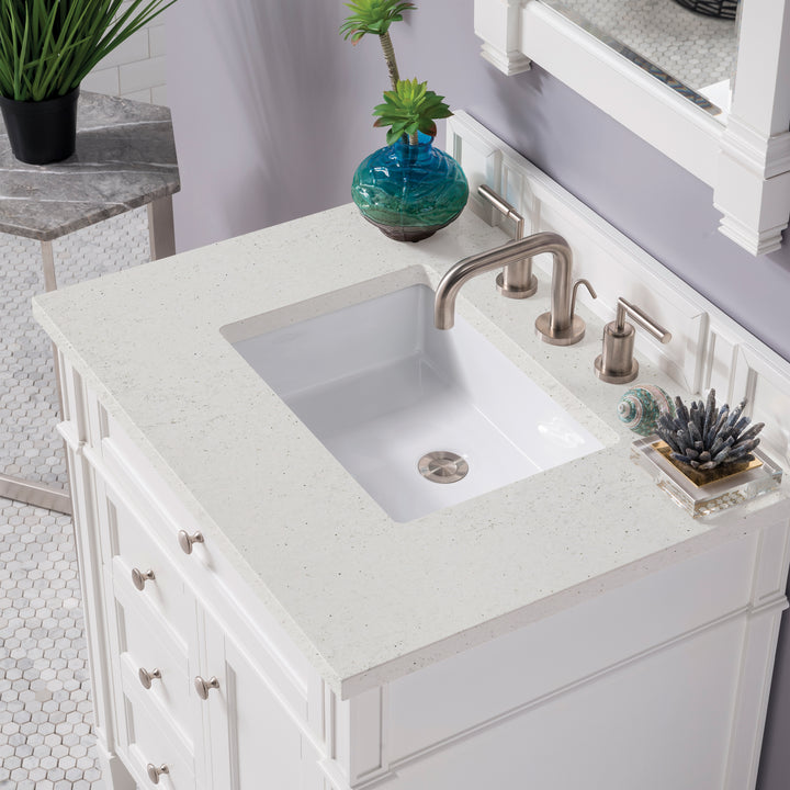 Brittany 30" Single Vanity, Bright White, w/ 3 CM Lime Delight Silestone Top
