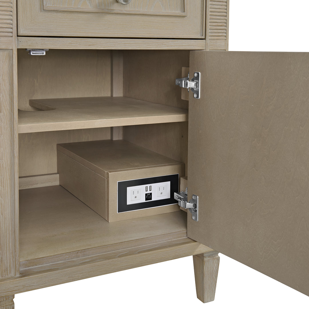 Lorelai 60" Double Vanity, Whitewashed Oak w/ 3 CM Arctic Fall Solid Surface Top