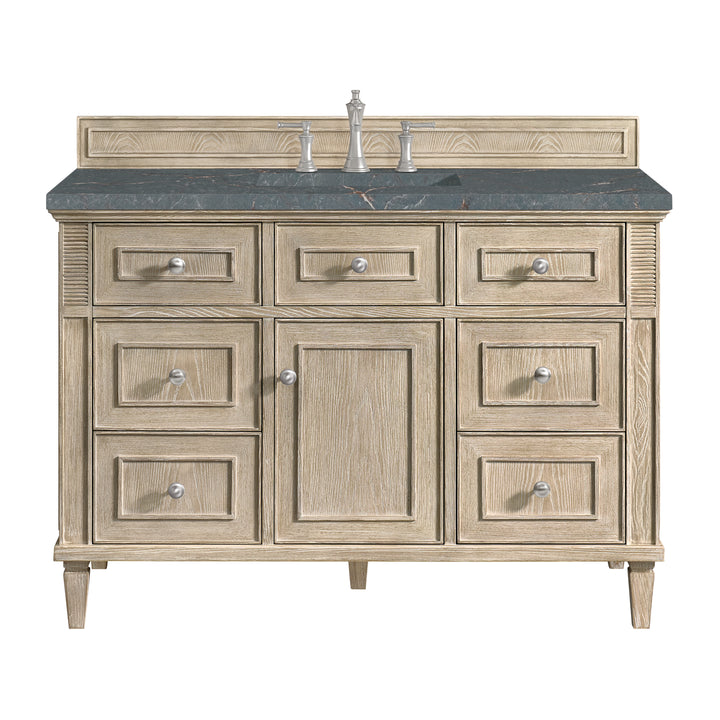 Lorelai 48" Single Vanity, Whitewashed Oak w/ 3 CM Parisien Bleu Silestone Top