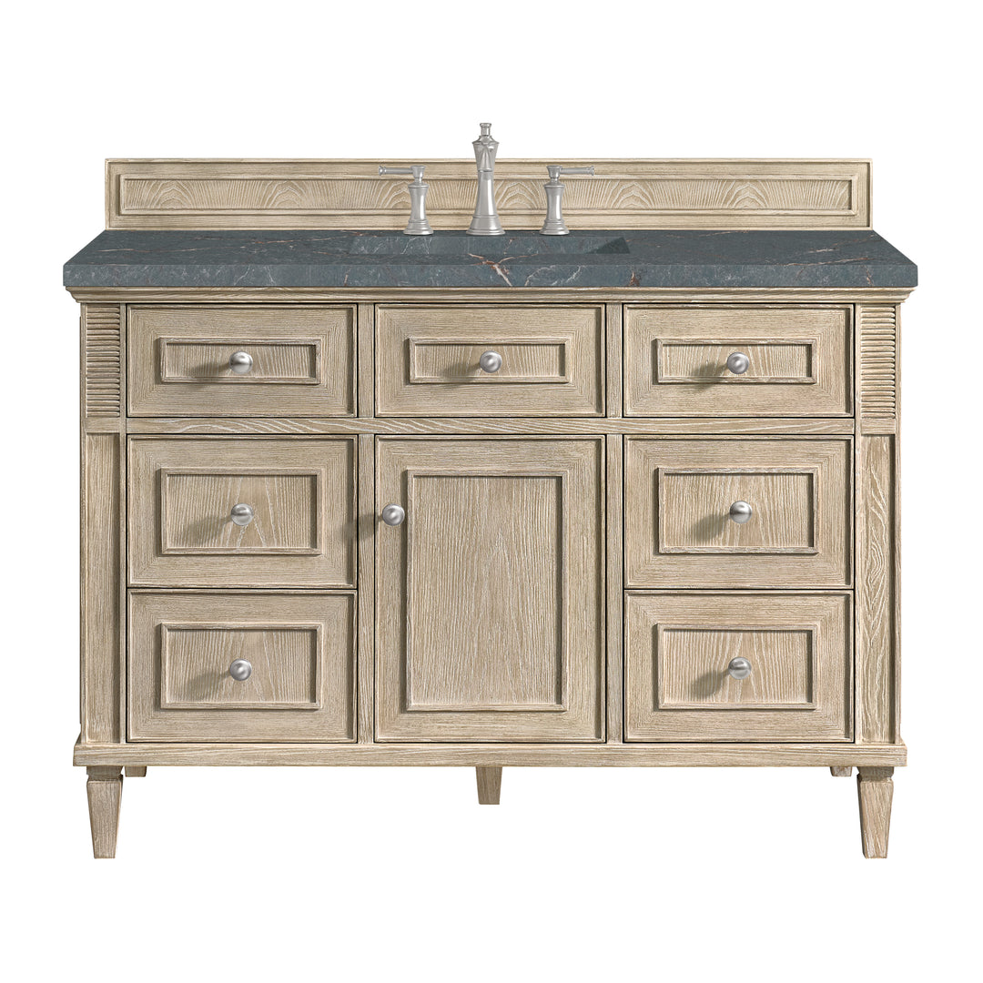 Lorelai 48" Single Vanity, Whitewashed Oak w/ 3 CM Parisien Bleu Silestone Top w/FreePower Wireless Charger